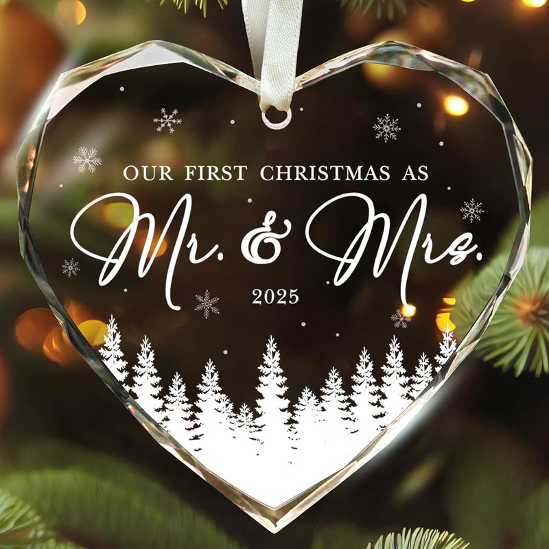 SUCHAGIFT Wedding Gifts - Mr and Mrs Gifts for Couples, Bride, Women - Future Mr and Mrs Gift, Bridal Shower Gift - Glass 1st Married Ornament - Image 1
